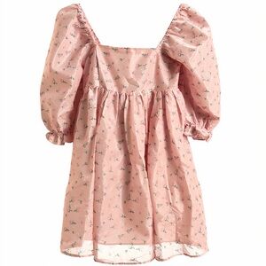 Altar'd State Pink Floral Puff Sleeve Mini Dress
